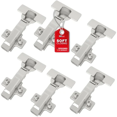 Afbeelding van SOTECH SMOOTH komscharnier T45 met soft close in standaardmaat deurscharnieren demper openingshoek van 105, kop Ø 35 mm (6 stuks/hoekscharnier)