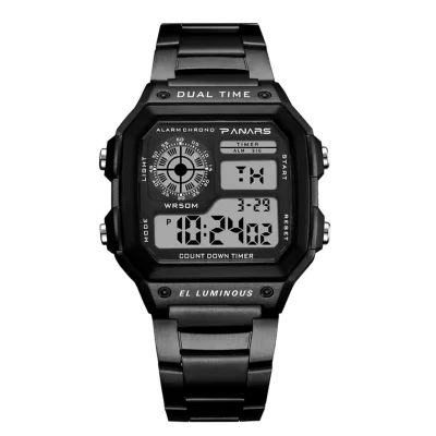 Afbeelding van Panars Digitale Herenhorloge Zwart met