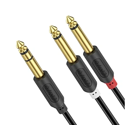Afbeelding van J&amp;D 1/4 inch TRS Stereo Y Splitter Insteekkabel, Vergulde Audiowave Serie 6,35 mm Mannelijk naar Dubbele TS Mannelijke Mono Breakout Kabel, Audiosnoer, 2.7 Meter