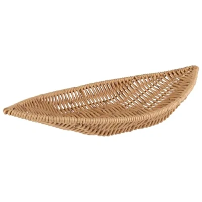 Afbeelding van APS 40344 mand scheepsvorm &quot;COVE&quot;, beige gevlochten mand, mandje van polypropyleen, houder vlechtwerk met roestvrij staaldraad, broodmand, levensmiddelmand, afmetingen 30 x 15 cm, hoogte 5 cm