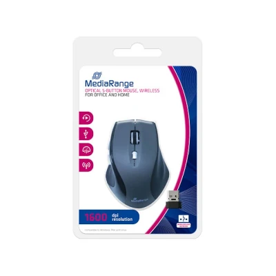 Afbeelding van MediaRange optische 5 knops muis, 1600 dpi draadloos