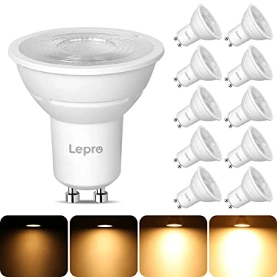 Afbeelding van Lepro GU10 LED lampen dimbaar, warm wit 2700K, 4,5W 345lm, 50W halogeenspot lamp equivalent, 38 smalle bundel, energiebesparende lampen, verpakking van 10 stuks