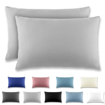 Afbeelding van REDKEY Kussenhoezen, 40 x 60 cm, set van 2, met ritssluiting, kussensloop geborsteld microvezel, voor kussen, wasbaar tot C, lichtgrijs