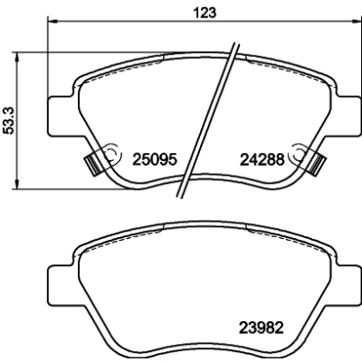 Afbeelding van HELLA 8DB 355 021 131 Remblokkenset Met akoestische slijtagewaarschuwing remzadelschroef toebehoren OPEL: Adam