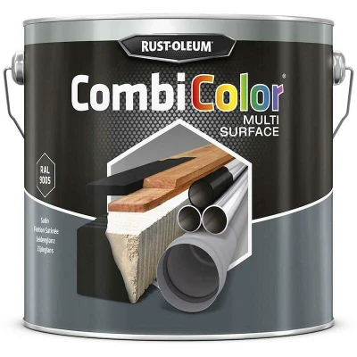 Afbeelding van rust oleum combicolor multi surface zijdeglans ral 9005 zwart 2.5 ltr
