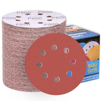 Afbeelding van ALPXUXP schuurschijven 125 mm 100stuks korrel 800# klittenband bruinachtig rood aluminiumoxideschuurpapier rond 8gaten schuurpads voor excentrische schuurmachine