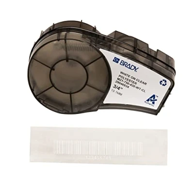 Afbeelding van Brady Polyester Tape for BMP21 PLUS; LAB; BMP21, 19.05 mm x 6.40 m, White on Transparent