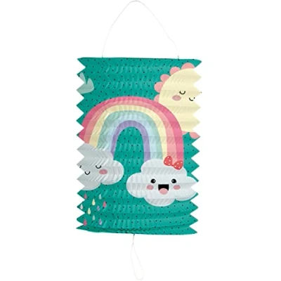 Afbeelding van Folat Treklampion Rainbow 16 cm Lampion Sint maarten lampionnen optocht papier