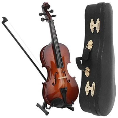 Afbeelding van Houten miniatuur vioolmodel, 20cm muziekinstrument Handgemaakt vioolmodel Decoratie Model Mini Ornamenten met geschenkdoos