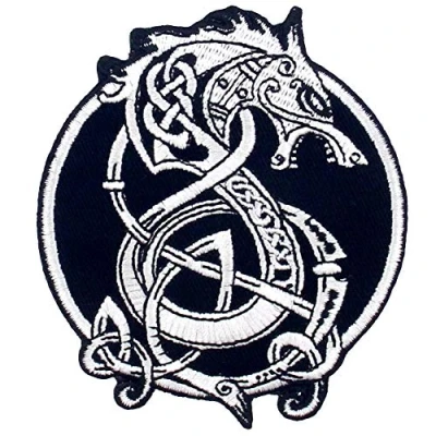 Afbeelding van ZEGIN Geborduurde patch in de vorm van Vikingen Berserk Wolf Noorse monster uit mythologie, om te naaien of plakken met strijkijzer