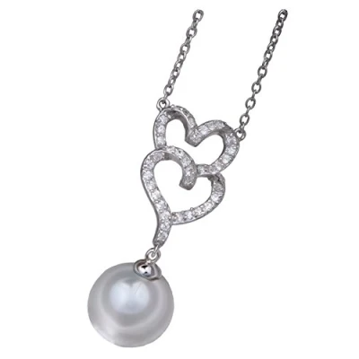 Afbeelding van Orphelia Hanger + Ketting Dubbel Hart Parel Zirconium ZH 4506