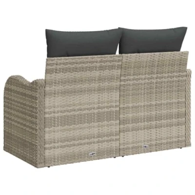 Afbeelding van vidaXL 2 Zits Tuinbank met Kussens Lichtgrijs Poly Rattan