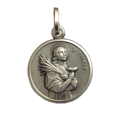 Afbeelding van I G J 925 Sterling zilver Saint Lucy Medaille Beschermer van het Zicht, Blind en Oog,