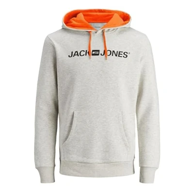 Afbeelding van JACK &amp; JONES Capuchontrui met capuchon en, Wit Melange (Shocking Orange/Reg Fit), M