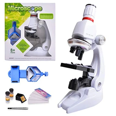 Afbeelding van HONPHIER Kids Microscoop 100x 400x 1200x voor Kinderen Microscopen Set Kit Speelgoed Wetenschap met Verstelbare Telefoon Houder