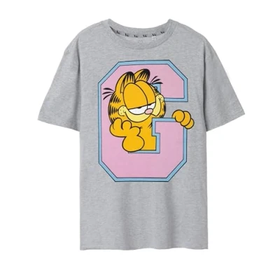 Afbeelding van Garfield Collegiate Grijs gemêleerd T shirt met korte mouwen voor heren Sport moeiteloze campuscharme Rock het shirt, dat moeiteloos comfort en stijl combineert, smart casual