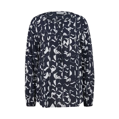 Afbeelding van comma casual identity blousetop met all over print zwart/wit