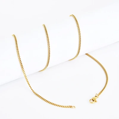 Afbeelding van ABkettinkjes ketting Gouden kettinkje Schakelkettinkje klassiek Goud Gold Plated Verguld 18K 60 65cm.