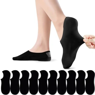 Afbeelding van PAUNEW Sneaker Sokken Vrouwen Mannen Sport voor Footies 10 Paar Onzichtbaar No Show Grote Silicone Pad Voorkomt Uitglijden