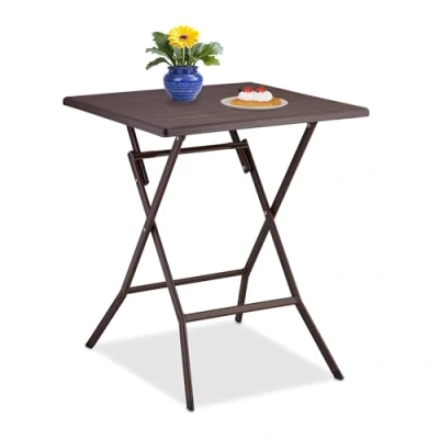 Afbeelding van Relaxdays inklapbare tuintafel buitentafel kunststof balkontafel vierkant bruin