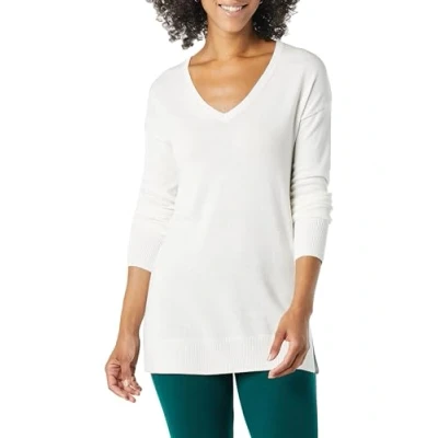 Afbeelding van Amazon Essentials Women&#039;s Lichtgewicht tuniektrui met lange mouwen en V hals (verkrijgbaar in grote maten), Wit, XS