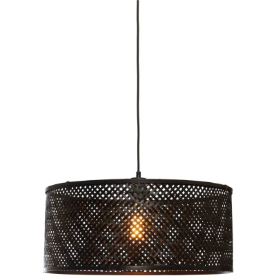 Afbeelding van Good&amp;Mojo Hanglamp Java Bamboe Recht Zwart 50x50x22cm