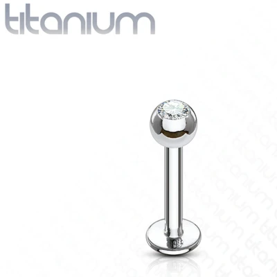 Afbeelding van piercing titanium wit steentje 1.2x10