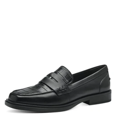 Afbeelding van Tamaris Instappers, Dames, Maat: 36, Black croco Leer/ synthetisch
