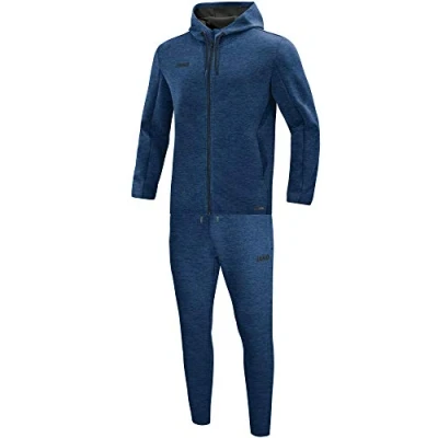 Afbeelding van Joggingpak met kap Premium Basics Marine gemeleerd / XL