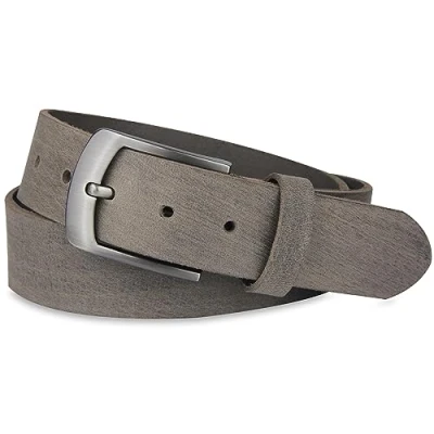 Afbeelding van Frentree Leren riem van echt buffelleer, Made in Germany, voor dames en heren, 3,8 cm breed, bruin, grijs, Bundweite 110cm = Gesamtlänge 125cm