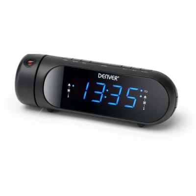 Afbeelding van Denver Wekkerradio met Projectie Opladen via USB Digitale Wekker FM Radio Dubbel Alarm CPR700 Zwart