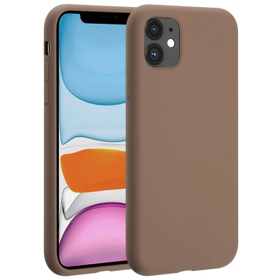 Afbeelding van Apple iPhone 11 MagSafe Hoesje Siliconen en TPU (zacht) Accezz Softcase/Backcover Lichtbruin Telefoonhoesje