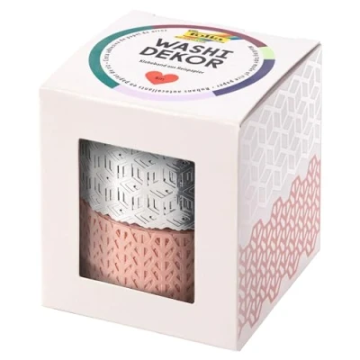 Afbeelding van Folia 29202 Washi tape Roze/zilver 5 meter 2 stuks
