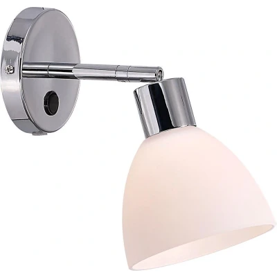 Afbeelding van Nordlux Ray wandlamp draai en kantelbaar kap Ø12 cm E14 chroom met wit