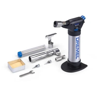 Afbeelding van Dremel Versaflame 2200 stationaire butaangasbrander, snoerloze mini blaasbrander en hittepistool voor solderen, buigen van pijpen, lassen, krimpen