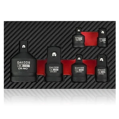 Afbeelding van DAKCOS Kraft adapterset slagmoersleutel adapter 6 delig 1/4&quot; op 3/8&quot;, 3/8&quot; 1/4&quot;, 1/2&quot;, 1/2&quot; 3/4&quot; 3/4&quot;, CR MO