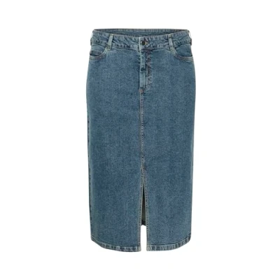 Afbeelding van Kaffe Curve Diana Jeansrok, Dames, Maat: 50, Blue denim