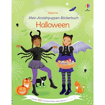 Afbeelding van Mein Anziehpuppen Stickerbuch: Halloween: Stickerheft mit über 360 Anzieh Stickern, davon viele Glitzer gruseliges Stickervergnügen ab 5 Jahren