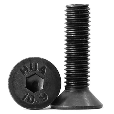 Afbeelding van (30 stuks) M5 x 45 mm schroeven met verzonken kop binnenzeskant schroeven, 10,9 graden koolstofstaal, binnenzeskantschroeven, volledige schroefdraad, zwart