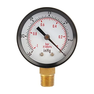 Afbeelding van Universele vacuüm manometer, 2 inch manometer voor luchtcompressor, water, olie, gas 1/4 NPT Low Mount MF