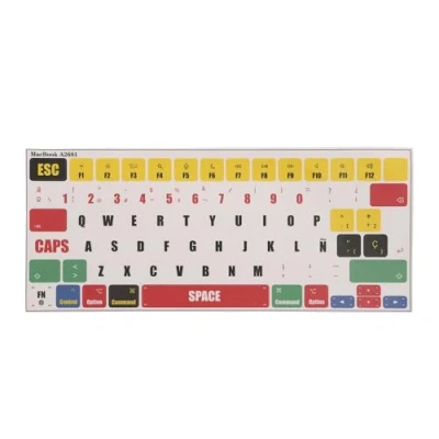Afbeelding van kwmobile QWERTY Spaans toetsenbord Stickers geschikt voor Apple MacBook Air 13.6 M2 (A2681) Touch ID model keyboard laptop in meerkleurig