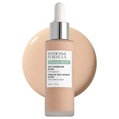 Afbeelding van Physicians Formula, Organic Wear Silk Foundation Elixir, Lichte voor een Dauwfrisse Finish en Gezonde Look, met Biologische Jojoba Olie, Aloë Vera, Kokosolie Botanische Cactusbloem, Fair