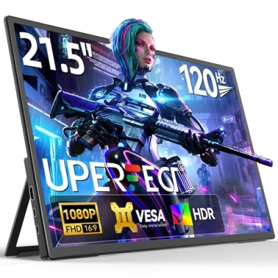 Afbeelding van UPERFECT 21,5 120Hz Draagbare Monitor, 1080P Full HD, Ingebouwde Stand, VESA Monteerbaar, Slank Aluminium Frame, voor Laptops, Mini PC&#039;s, Telefoons en Gaming Consoles
