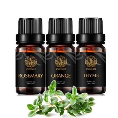 Afbeelding van Aromatherapie Thymian etherische olie set voor diffuser, 3 x 10 ml therapeutische kwaliteit oranje kit het maken van kaarsen, 100% pure rozemarijn, oliën masssge