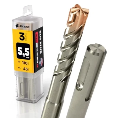 Afbeelding van SDS Plus hamerboor, 4 x snijkanten, PGM Ø 5,5 mm 45 mm, Amboss Werkzeuge Crusher 4, hardmetaal, professionele boor steenboor, gewapend beton, metselwerk, baksteen, kalkzandsteen