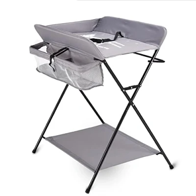 Afbeelding van Inklapbare aankleedcommode met opbergvakken, draagbare luiertafel voor baby&#039;s, mobiele aankleedkussen, mobiel klapkussen, zonder wieltjes, tassen, massagetafel, compact, opvouwbaar wikkelkussen
