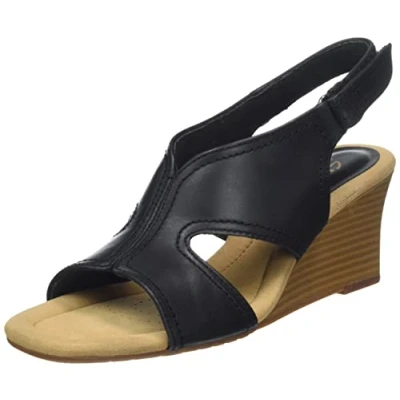 Afbeelding van Clarks Dames Kyarra Aster sleehaksandaal, zwart leder, 41 EU