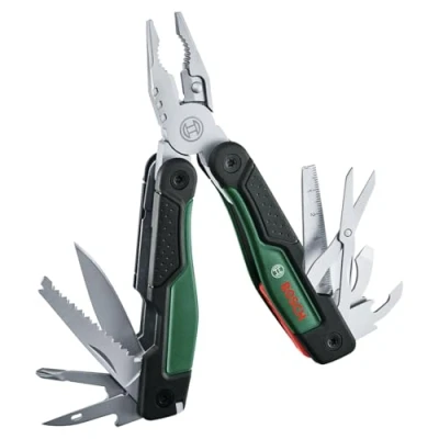 Afbeelding van Bosch 16 in 1 Multitool (multigereedschap voor DIY, outdoor en camping; roestvrij staal; vergrendelfunctie; softgrip; functies: tang; schaar; schroevendraaier; mes; zaag enz.)