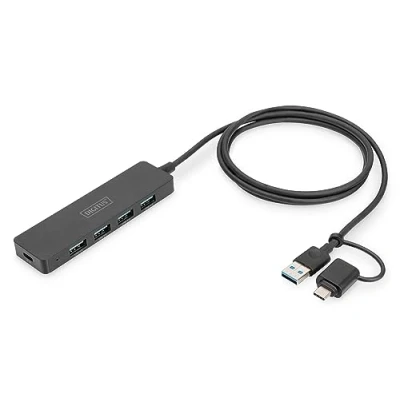 Afbeelding van Digitus DA 70236 USB 3.0 hub 4 poorten Met C stekker Zwart