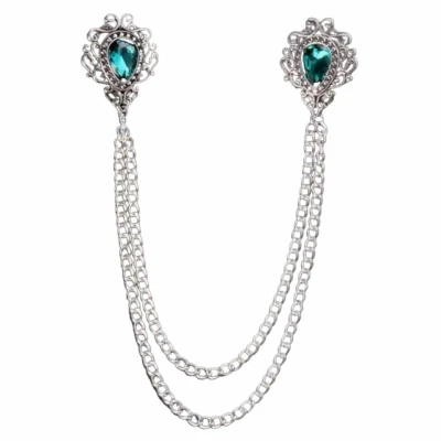 Afbeelding van Kraag speld Groen Ketting Zilverkleur Charme Bijoux
